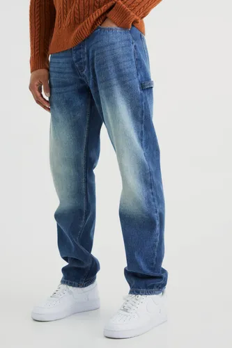 Mens Blue Straight Rigid Carpenter Jeans, Blue