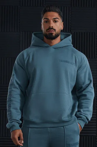 Mens Blue Tall Active Training Dept Oversized Boxy Hoodie, Blue