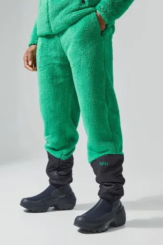 Men's Borg Relaxed Fit Jogger With Elasticated Cuff - Green - S, Green