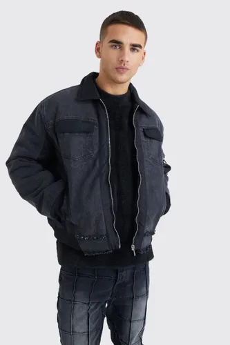 Men's Boxy Denim & Nylon Hybrid Jacket - Black - Xl, Black