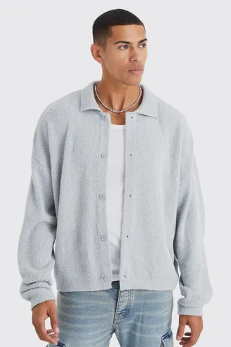 Men's Boxy Fit Brushed Knit Cardigan - Grey - S, Grey