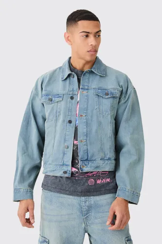 Men's Boxy Fit Denim Jacket - Blue - L, Blue