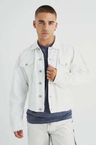 Men's Boxy Fit Denim Jacket - White - S, White