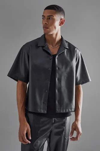 Men's Boxy Fit Pu Shirt - Black - L, Black