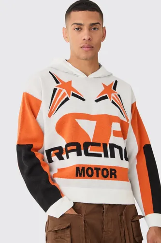 Men's Boxy Moto Graphic Hoodie - Orange - L, Orange