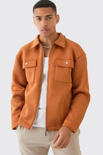 Men's Boxy Neoprene Zip Overshirt - Orange - S, Orange