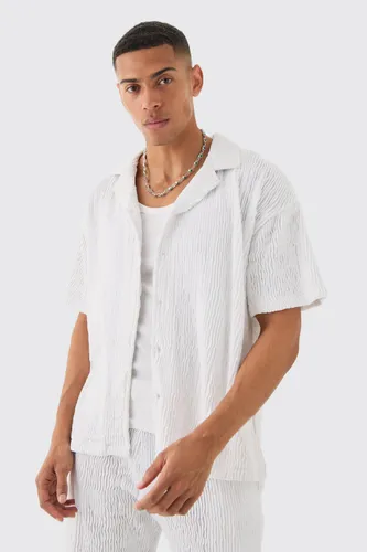 Men's Boxy Ripple Pleated Shirt - White - S, White