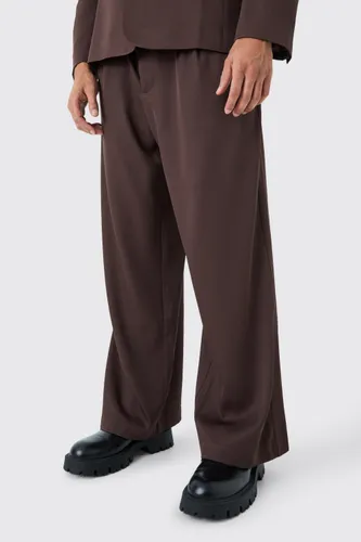 Mens Brown Mix & Match Relaxed Fit Wide Leg Trousers, Brown