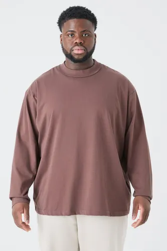 Mens Brown Plus Oversized Layed On Neck T-shirt, Brown
