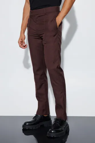 Mens Brown Relaxed Fit Straight Leg Suit Trousers, Brown