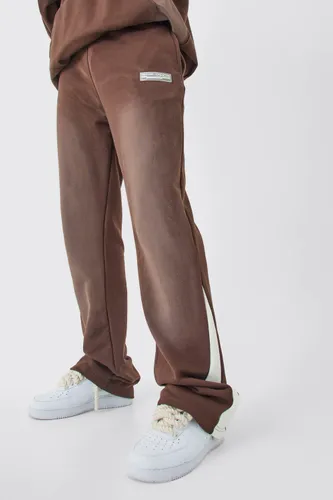 Mens Brown Tall Regular Fit Washed Loopback Gusset Jogger, Brown