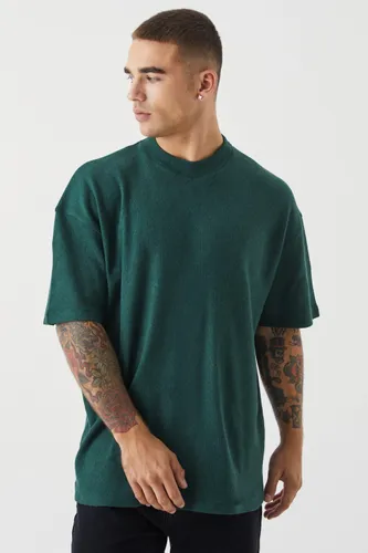 Men's Brushed Rib Ottoman Oversized Extended Neck T-Shirt - Green - S, Green