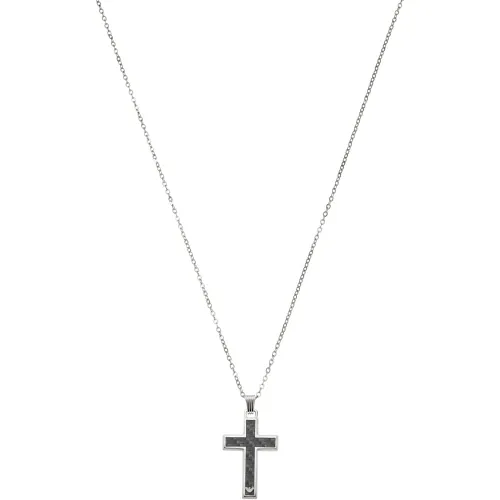 Men's Carbon Fibre Cross Necklace EGs1705040