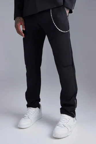 Men's Chain Slim Zip Suit Trouser - Black - 28, Black