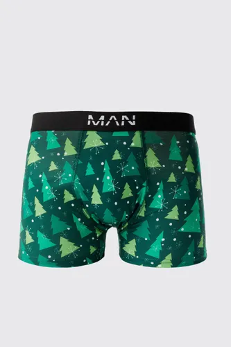Men's Christmas Tree Print Boxers - Green - Xs, Green