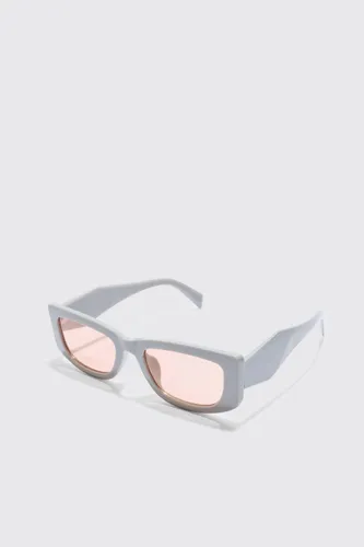 Mens Chunky Angled Frame Sunglasses In Grey, Grey