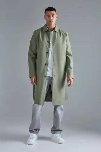 Men's Classic Belted Trench Coat - Green - S, Green