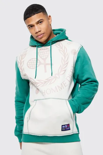 Men's Contrast Stitch Graphic Hoodie - Green - S, Green