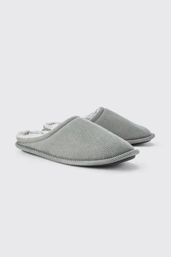 Men's Cord Slippers - Grey - S, Grey