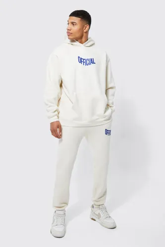 Mens Cream Oversized Official Hooded Tracksuit, Cream