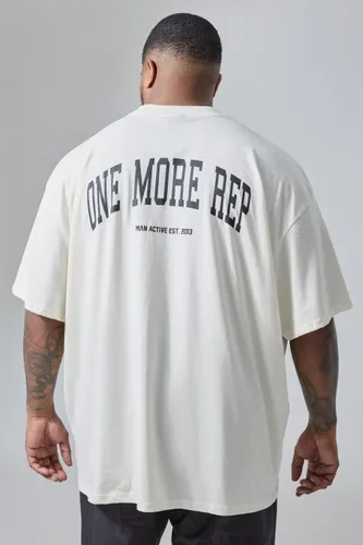 Mens Cream Plus Man Active Gym Oversized Rep T-shirt, Cream