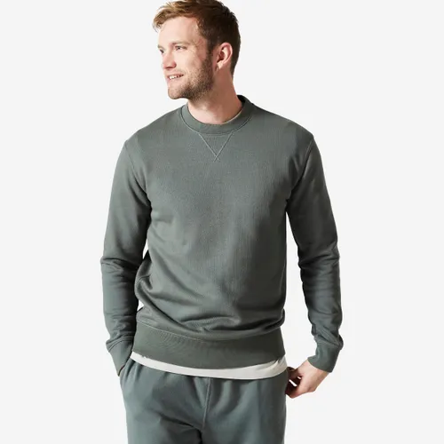 Men's Crew Neck Fitness Sweatshirt 500 Essentials - Khaki Green