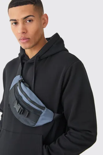 Men's Cross Body Nylon Bum Bag - Grey - One Size, Grey