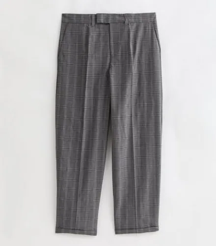 Men's Dark Grey Check Relaxed Fit Trousers New Look