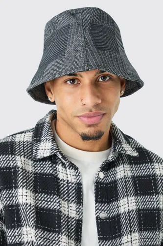 Men's Denim Patchwork Bucket Hat - Grey - One Size, Grey