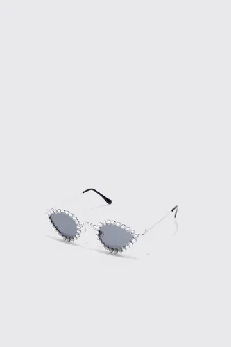 Men's Diamante Oval Sunglasses - Grey - One Size, Grey