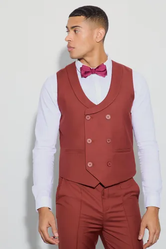Men's Double Breasted Waistcoat - Red - 38, Red