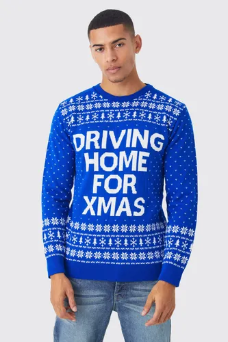 Men's Driving Home For Xmas Jumper - Blue - S, Blue