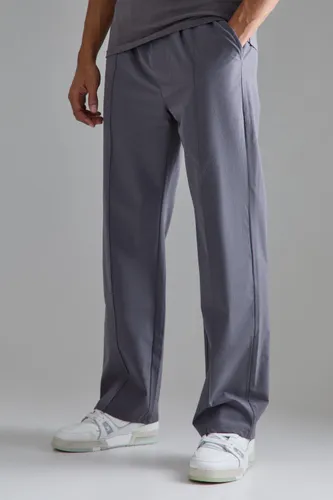 Men's Elastic Lightweight Technical Stretch Relaxed Pintuck Trouser - Grey - S, Grey