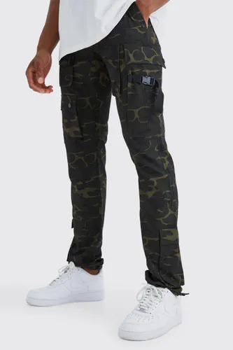 Men's Elastic Waist Slim Multi Cargo Strap Trouser - L, Multi