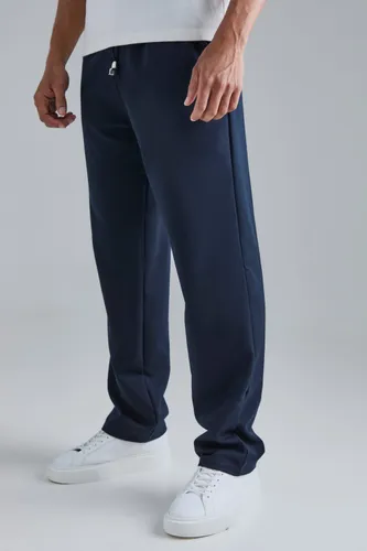 Mens Elastic Waist Straight Fit Trouser in Navy, Navy