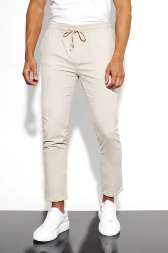 Men's Elasticated Skinny Crop Trouser - Brown - S, Brown