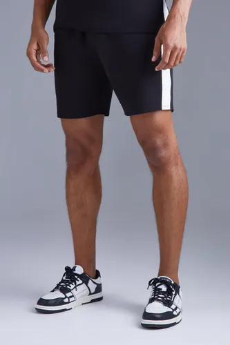 Men's Elasticated Slim Scuba Side Panel Shorts - Black - S, Black