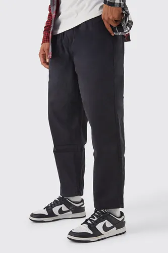 Men's Elasticated Waist Skate Chino Trouser - Black - S, Black