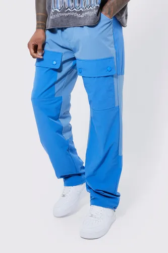 Men's Elasticated Waist Technical Stretch Colour Block Trouser - Blue - S, Blue