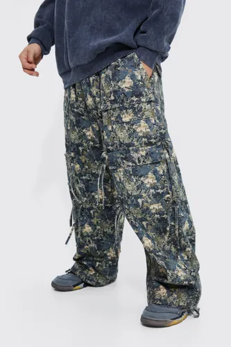 Men's Elasticated Waist Wide Fit Camo Cargo Trouser - Multi - S, Multi