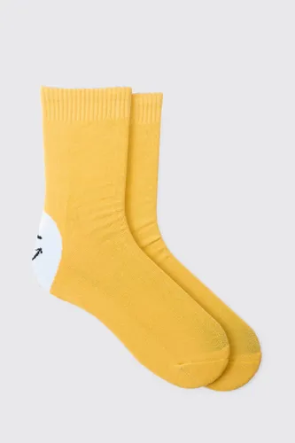 Men's Face Print Socks - Orange - One Size, Orange