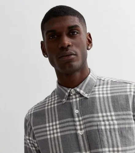 Men's Farah Grey Check Long Sleeve Shirt New Look
