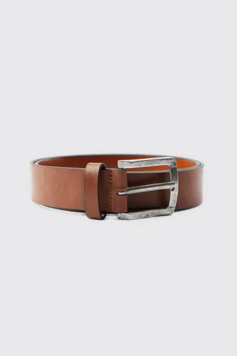 Men's Faux Leather Belt - Brown - S, Brown