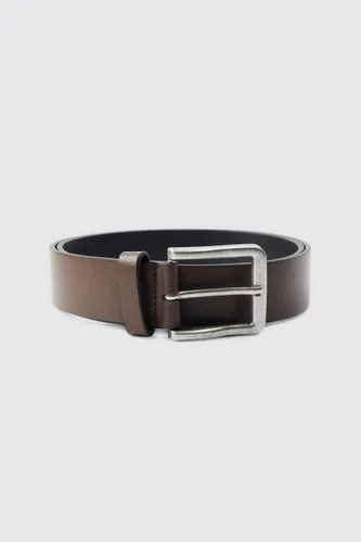 Men's Faux Leather Belt - Brown - S, Brown