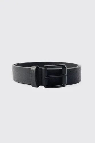 Men's Faux Leather Textured Belt - Black - S, Black