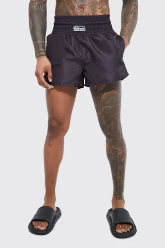 Men's Fighter Style Plain Swim Shorts - Black - S, Black