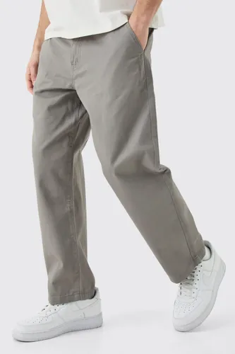 Men's Fixed Waist Branded Skate Cropped Chino Trouser - Grey - 30, Grey