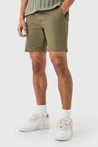Men's Fixed Waist Khaki Slim Fit Chino Shorts - Green - M, Green