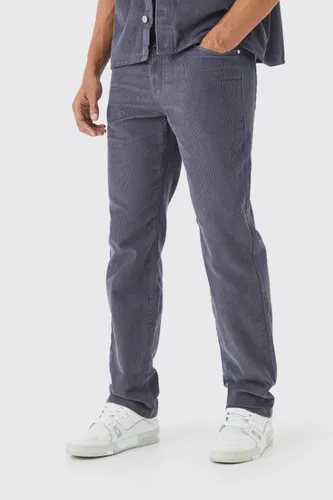 Men's Fixed Waist Relaxed Corduroy Trouser - Grey - 28, Grey