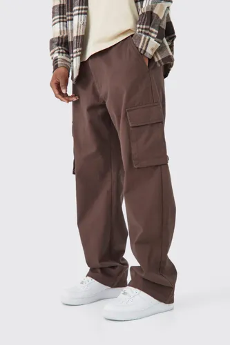 Men's Fixed Waist Relaxed Fit Cargo Trouser - Brown - 28, Brown